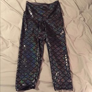 Black mermaid high waisted workout leggings.